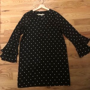 Loft polka dot shift dress with tie waist